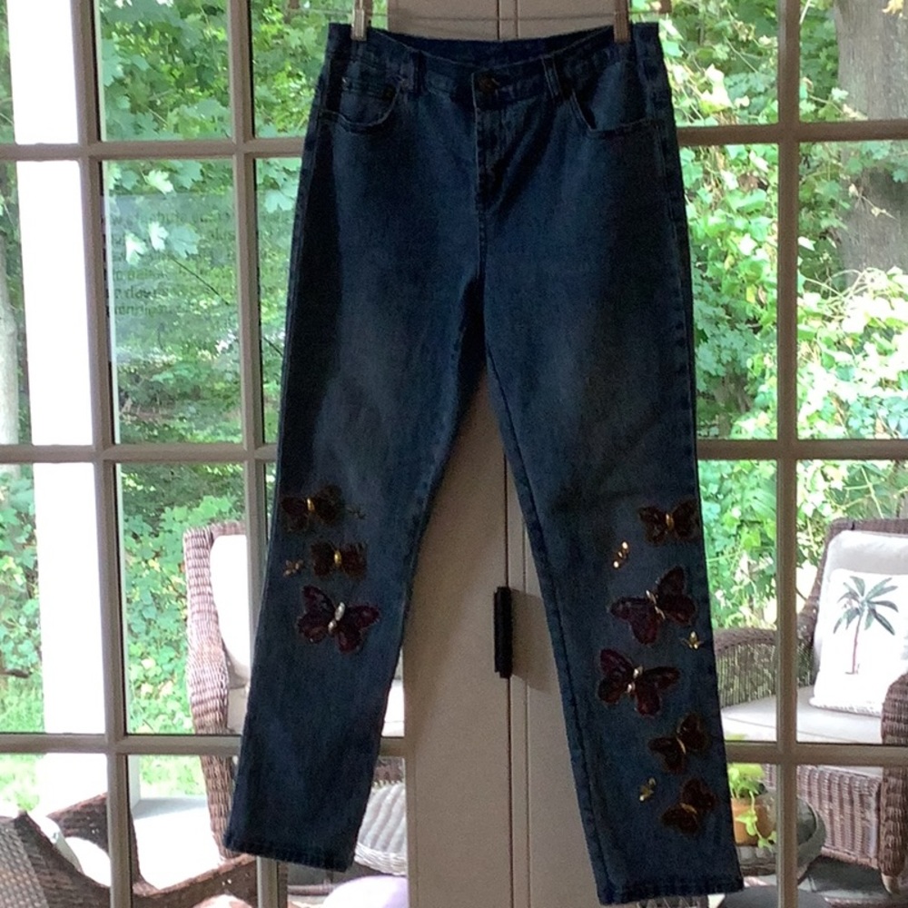 DG2 Diane Gilman Butterfly, beaded jeans size6P